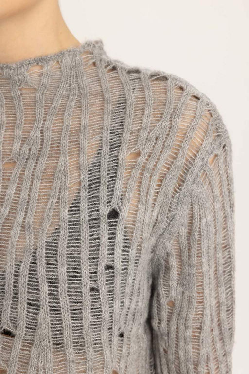 Кружевной свитер свободного кроя с полуводолазкой - Defacto фото 5