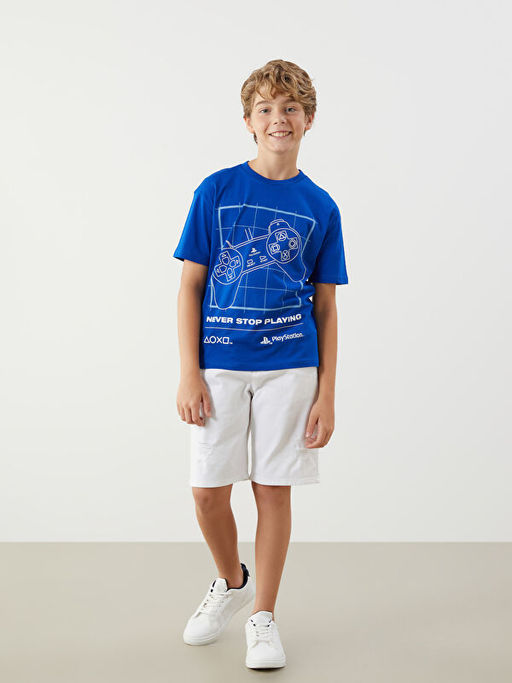 Bisiklet Yaka PlayStation Bask?l? Erkek ?ocuk Ti??rt