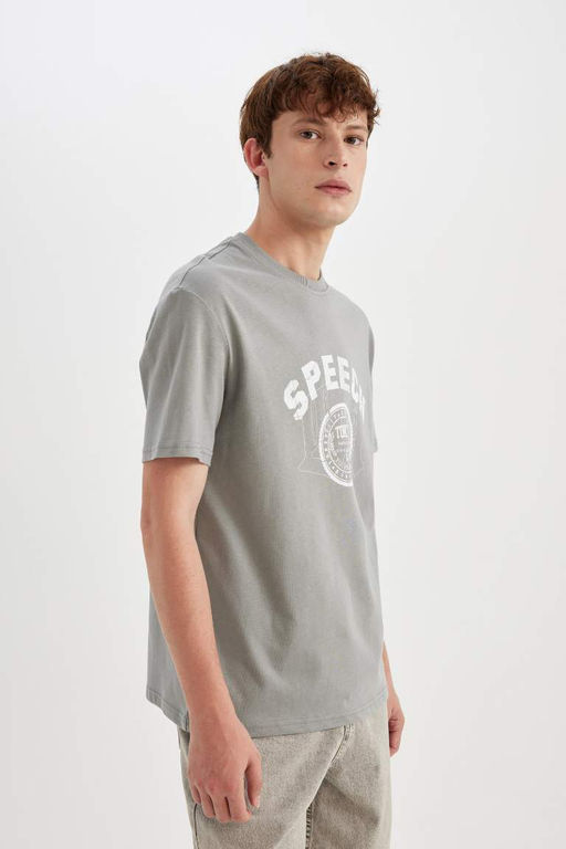 Футболка стандартного кроя с круглым вырезом и короткими рукавами с принтом - Defacto фото 3