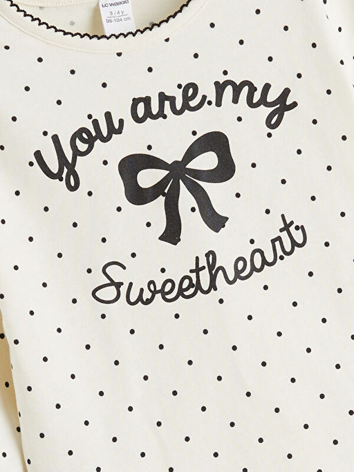 Bisiklet Yaka Kurdele Bask?l? K?z ?ocuk Ti??rt