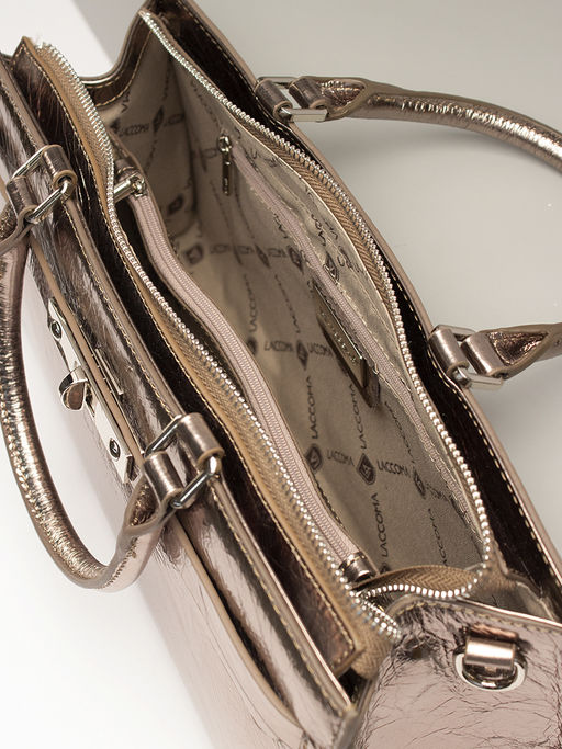 LACCOMA сумка НИ7236-бронзовый натуральная кожа хлопок  фото 4