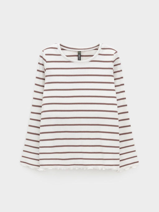 КР 302820/сахар,капучино,полоска к633 лонгслив (футболка дл.рукав) для дев - Crockid фото 6