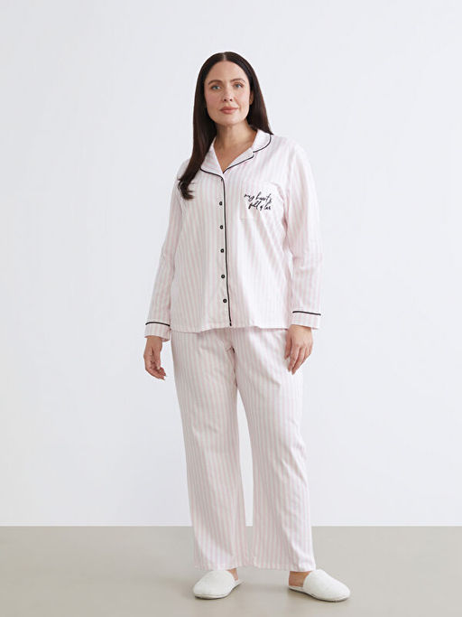 B?y?k Beden Nak??l? Kad?n Pijama Tak?m?