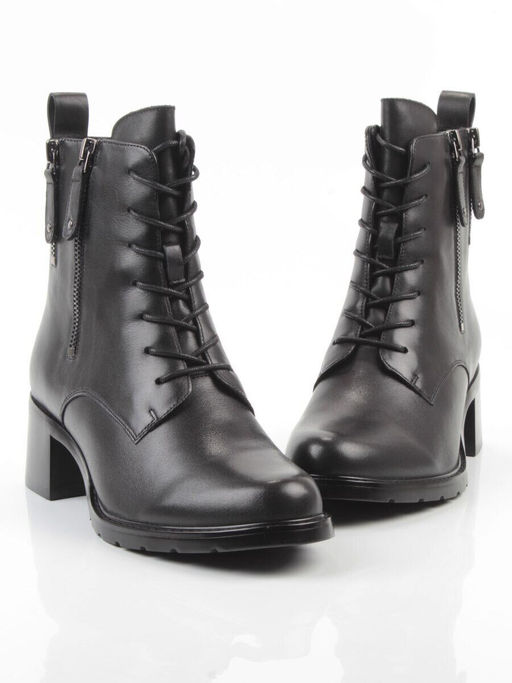 01-E102B-272A BLACK Ботинки демисезонные женские (натуральная кожа, байка)
