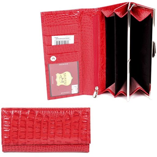 Портмоне женское Premier-D-1 н/к, 6 отд, 4 карм, красный-алый кайман (15) 166459