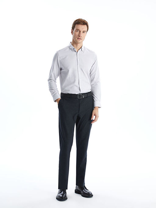 Regular Fit Uzun Kollu Ekose Gabardin Erkek G?mlek