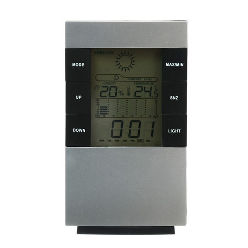 Метеостанция Luazon LB-01, с часами, термометром, дисплеем, подсветкой, серая - Luazon home фото 4