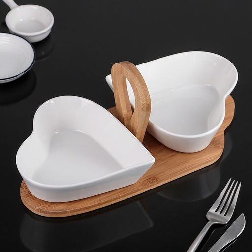 Набор салатников керамических «Эстет. Сердце», 32,5×15×12,5 см, 2 предмета, цвет белый