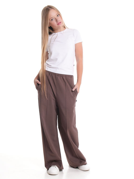 Брюки для девочки со строчкой 22-1565 шоколад - Mini maxi фото 6
