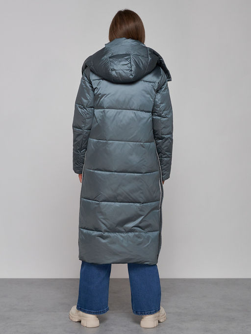 Пальто утепленное молодежное зимнее женское темно-зеленого цвета 5873TZ - Mtforce фото 4