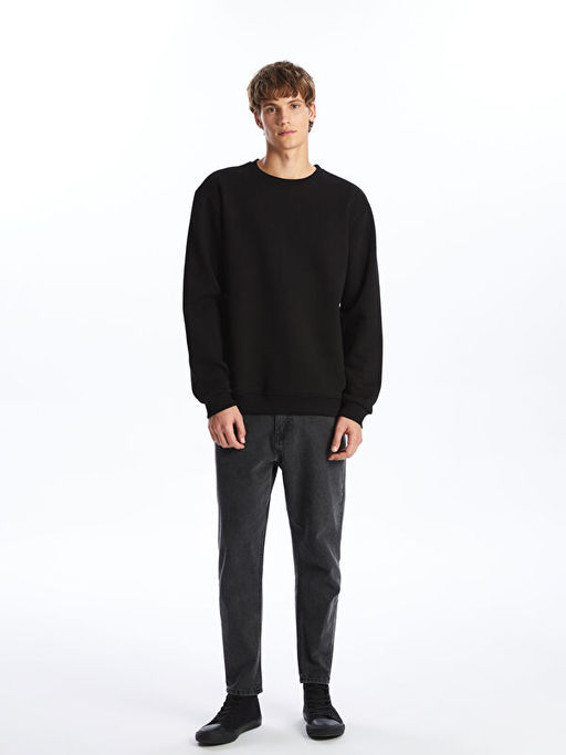 Bisiklet Yaka Uzun Kollu Erkek Sweatshirt