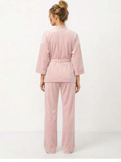 Пижама Кимоно+брюки из велюра OD-836-3 розовый