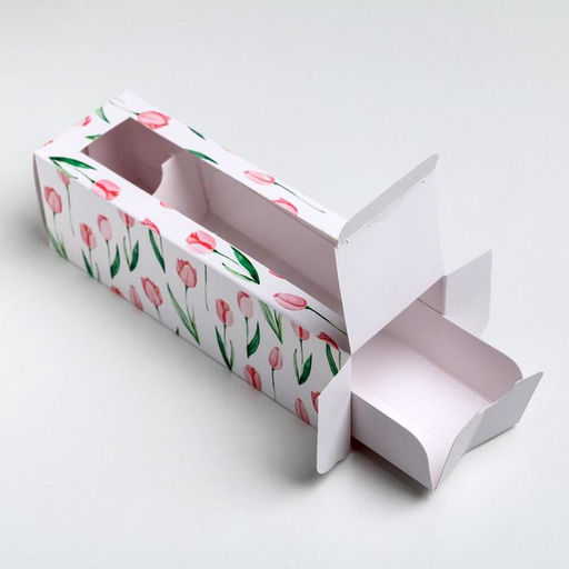 Цена за 5 шт. Коробка для макарун, кондитерская упаковка «8 марта», 5.5×18×5.5 см