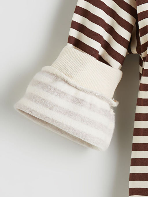 Bebe Yaka ?izgili K?z ?ocuk Sweatshirt ve Tayt 2li