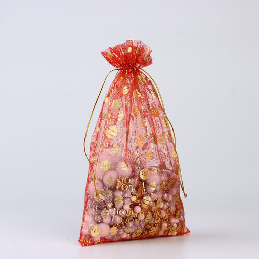 Цена за 20 шт. Мешочек подарочный «С Новым годом», органза, красный, 20×30 см