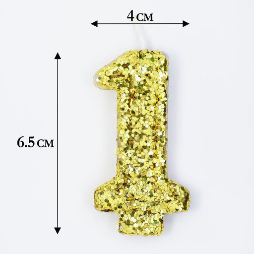 Цена за 2 шт. Свеча в торт «Цифра 1», золотая, 5.5 см