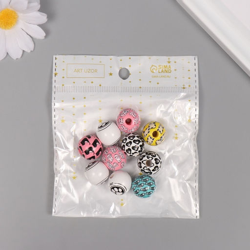 Бусины для творчества дерево "Кошачьи радости" набор 10 шт 1,6х1,6х1,6 см