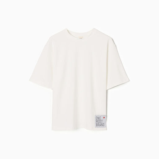 Футболка оверсайз с нашивкой женская MINAKU: One Most Brand, экрю, размер 48