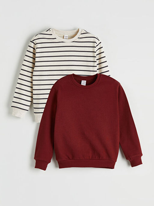 Bisiklet Yaka Erkek ?ocuk Sweatshirt 2li