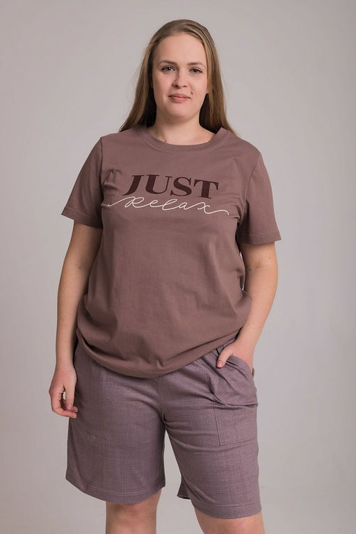 Пижама футболка и шорты М325294Пк коричневый - Елена фото 4