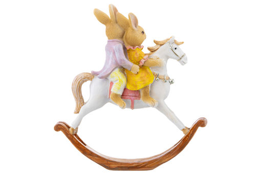 Фигурка декор. 13*4*14,5 см Кролики на лошадке-качалке - Elan gallery фото 8