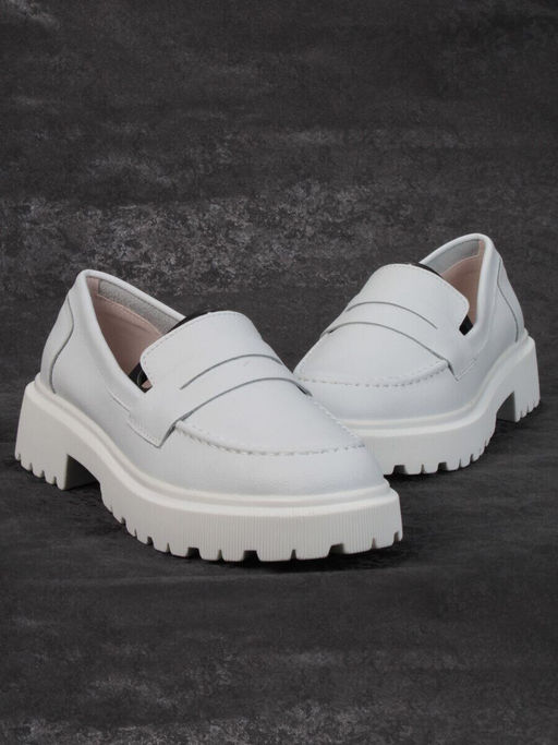 03-PDD178-1 GRAY WHITE Лоферы женские (натуральная кожа)