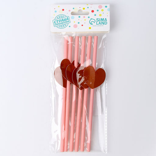 Трубочки для коктейля Сердце, набор 6 шт. - Страна карнавалия фото 4