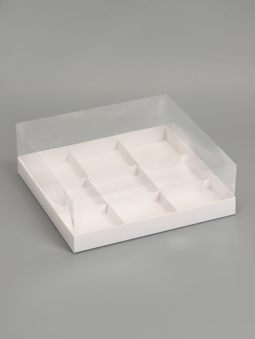 Коробка для муссовых пирожных 9 штук 30×30×8, Белый