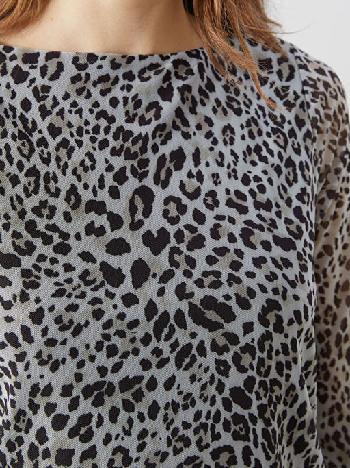 Kay?k Yaka Leopar Desenli Kad?n Bluz