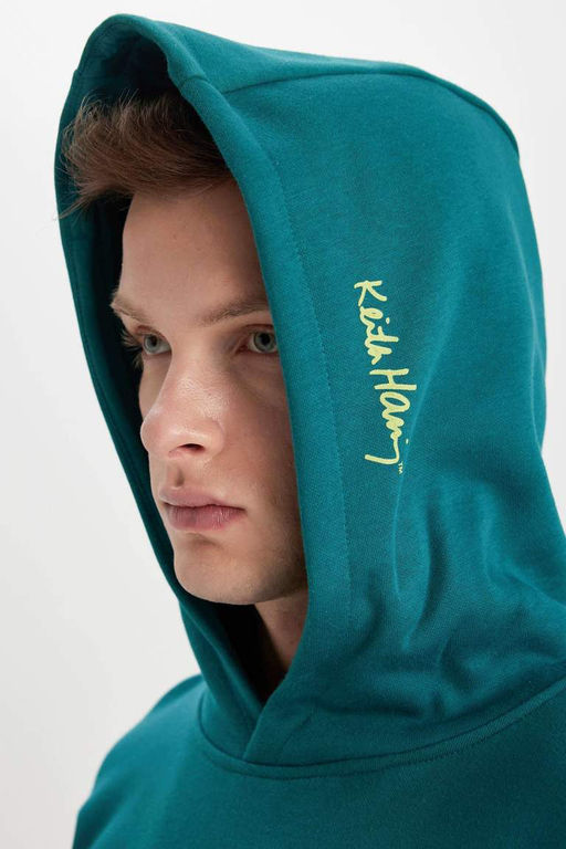 Толстовка оверсайз с капюшоном и принтом на спине Keith Haring - Defacto фото 7