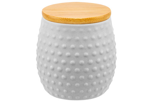 Банка д/хранения 190 мл 7,2*7,2*7,5 см Пузырьки светло-серая + бамб. крышка с сил. упл. - Elan gallery фото 4
