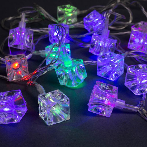 Гирлянда Нить 5 м с насадками Кубики, IP20, прозрачная нить, 20 LED, свечение мульти (RG/RB), мигание, 220 В - Luazon lighting фото 3