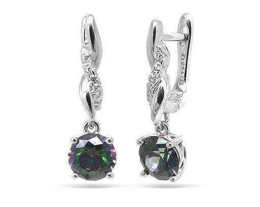Серьги из серебра мистик кварц, МЦВ159