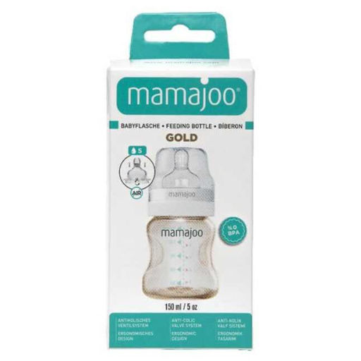 Бутылочка для кормления антиколиковая 0+ Gold Feeding Bottle,150 мл 7121011 - Mamajoo фото 2