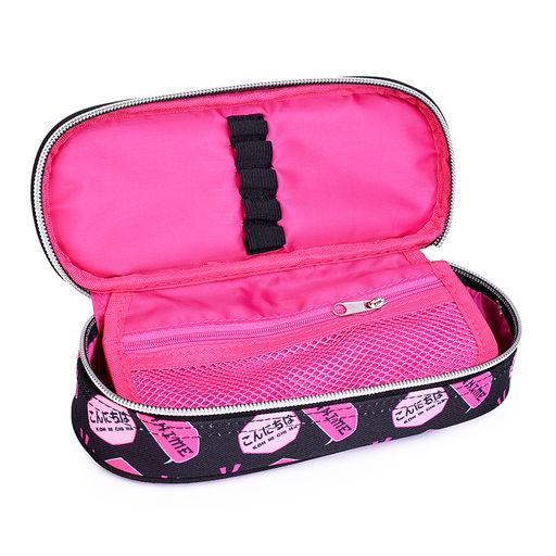 Пенал "I Love Anime" 21x8x5 см, овальный для 50 предметов, с внутренним органайзером-створкой, плотный износостойкий полиэстер с водоотталкивающей пропиткой, на молнии