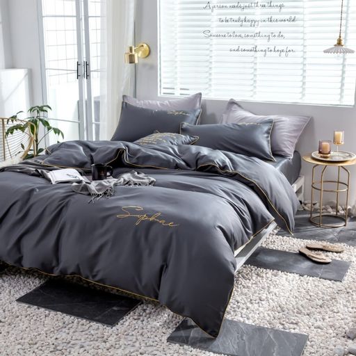 КПБ Mency однотонный с вышивкой MENO002 1.5 спальный