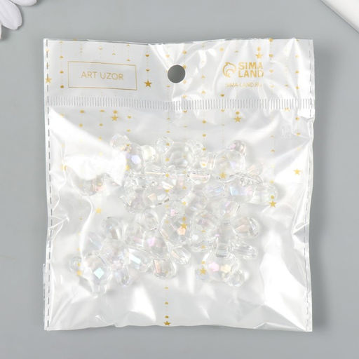 Цена за 6 шт. Бусина для творчества пластик Медвежонок 3D прозрачный перламутр 3х1,5х3,2 см - Арт узор фото 2