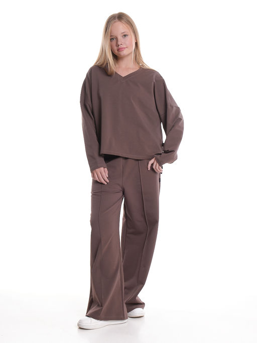 Свитшот для девочки однотонный 22-7699 шоколад