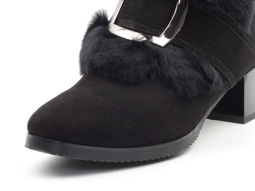 04-JM715-2 BLACK Ботинки женские (натуральная замша, натуральный мех (полностью)) - Фабричный китай фото 6
