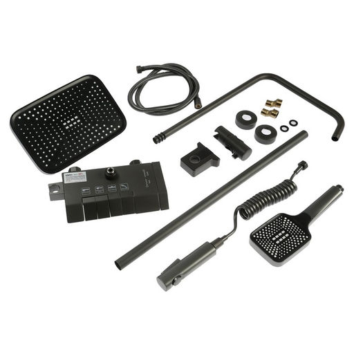 Душевая система ZEIN Z3685, верхняя и ручная лейка, ПВХ шланг, гигиенический набор, графит