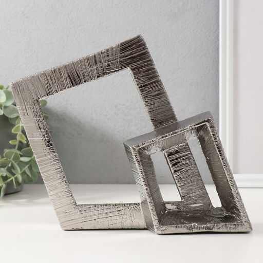 Фигурка керамика «Абстракция. Два квадрата», серебро, 25.5×5.5×20.5 см