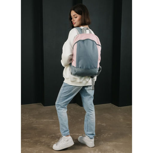 Рюкзак текстильный 46х30х10 см, вертикальный карман, цвет серый, розовый - Nazamok фото 7