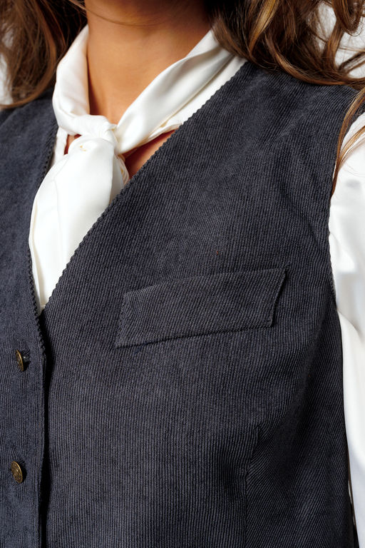 Костюм брючный вельветовый с жилеткой 399GRY