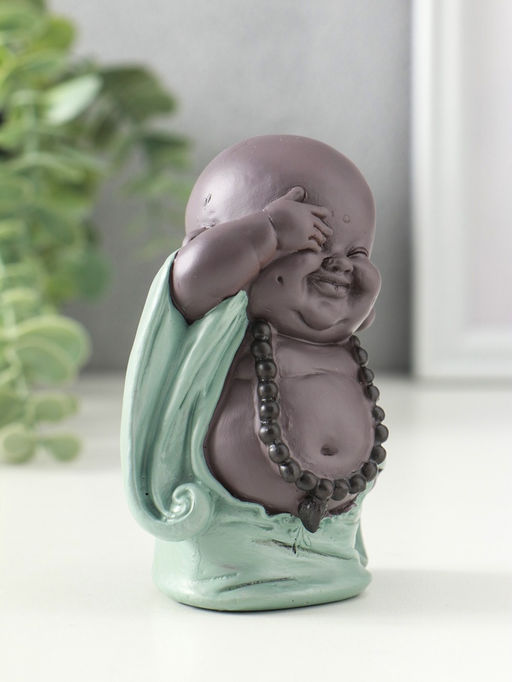 Сувенир полистоун "Счастливый хотей" зелёно-коричневый 5х7,5х10 см