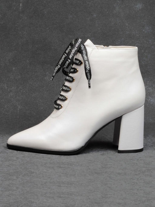 01-B087B-360D WHITE Ботинки демисезонные женские (натуральная кожа, байка)