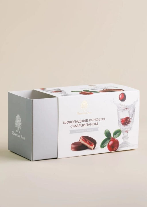 Шоколадные конфеты с марципаном / Клюква-водка / 220 г / ТМ Сибирский кедр