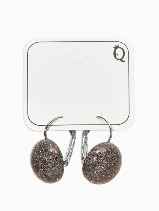 Серьги пластик "Таблетка" блёстка, цвет серый графит в серебре