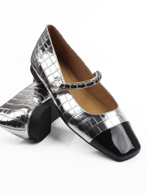 06-H4A-5C BLACK/SILVER Туфли женские (натуральная кожа)