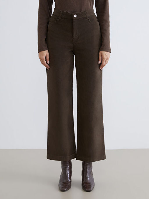 Y?ksek Bel Kadife Kad?n Pantolon