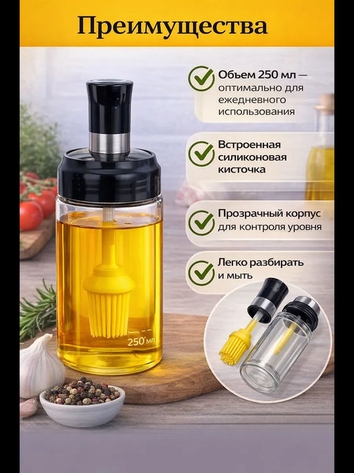 61331 Емкость для масла с силиконовой кисточкой